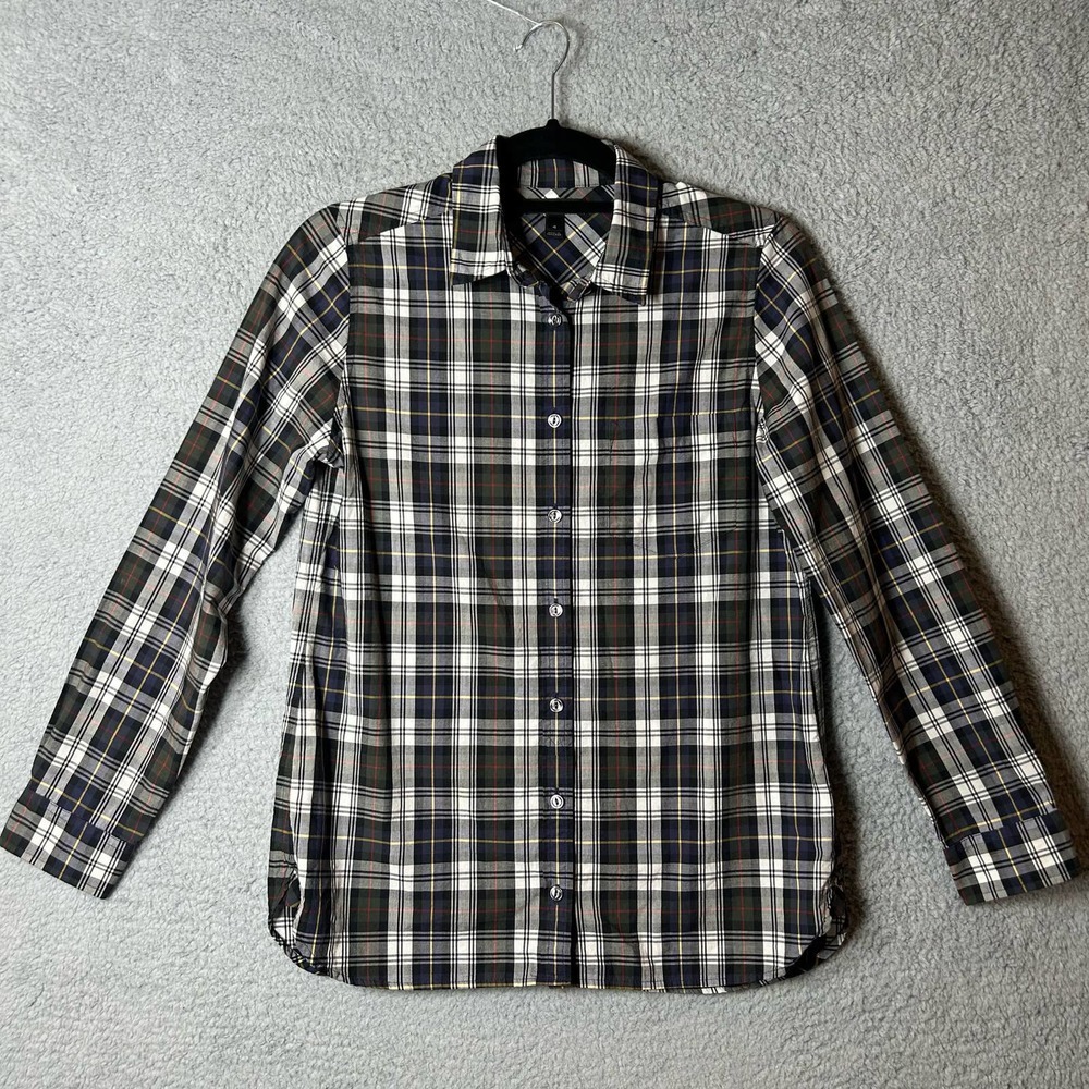 J.Crew Shirt Womens 4 Multicolor Long Sleeve Button Up Plaid Slim Fit Shirt